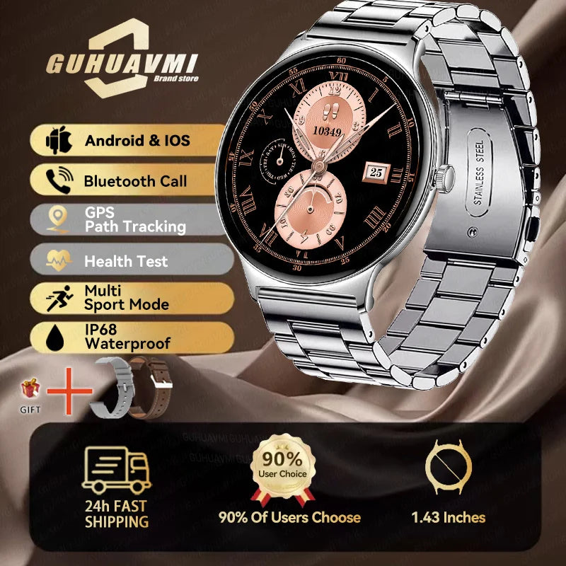 GUHUAVMI Elite Sapphire Crystal Smartwatch