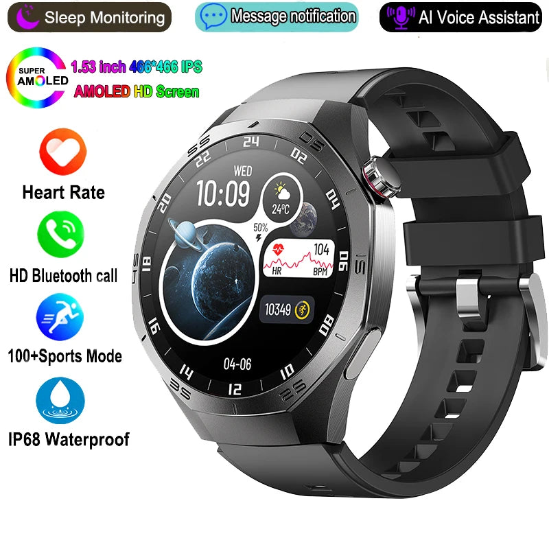 BOALZETD Round AMOLED Smartwatch
